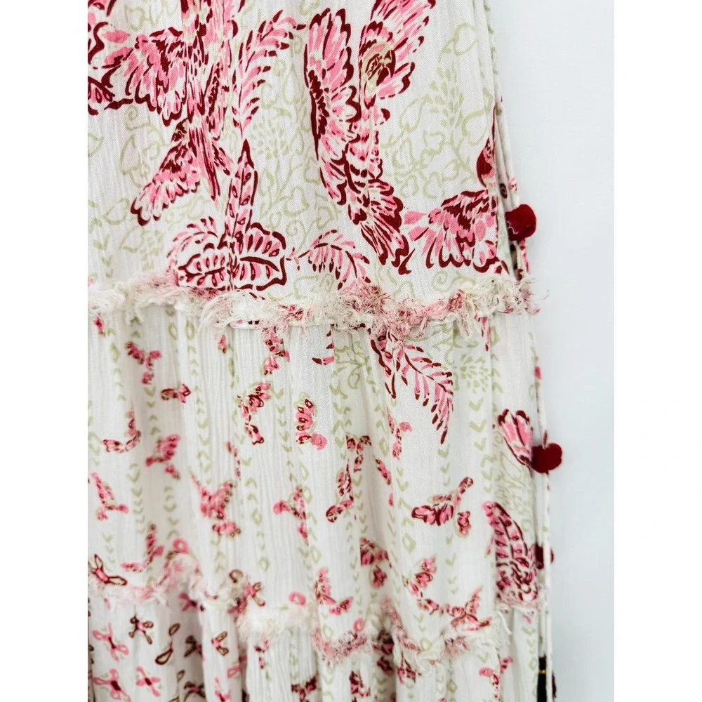 NEW Poupette St Barth Katie Floral Maxi Dress White Crochet Long Ruffled Tiered - Picture 12 of 16